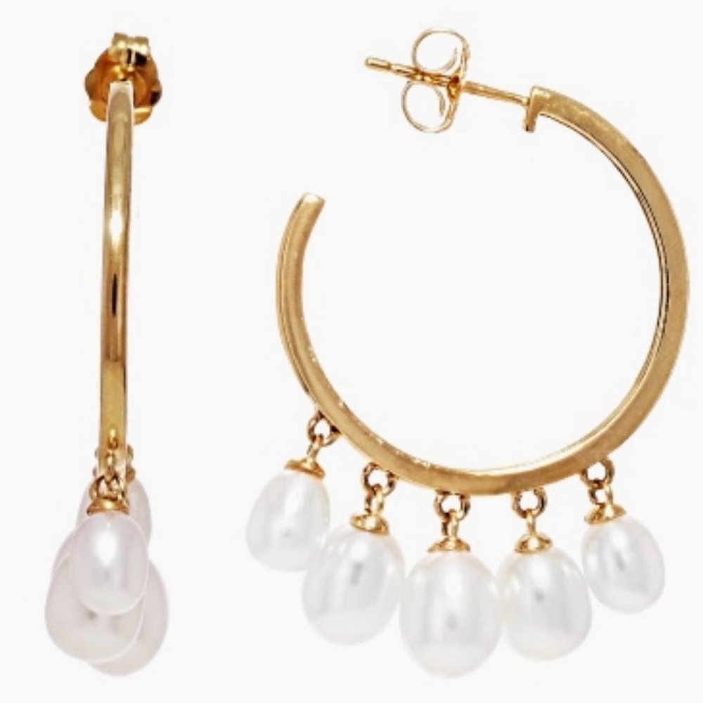 😍 2.76 Grams Real 14k Yellow Gold Earrings & Cultured Freshwater Pearls. Steal!